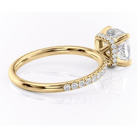 Inel de logodnă Briony din aur Galben 14kt cu moissanite tăietură pernă – Montură pavé rafinată pentru profil înalt | Personalizează și configurează gratuit online [2]