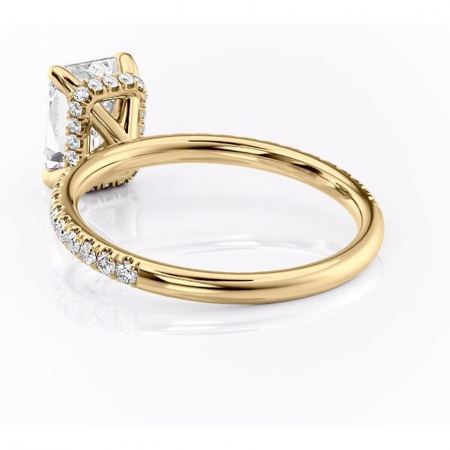 Inel de logodnă Briony din aur Galben 14kt cu moissanite tăietură radiantă – Montură pavé rafinată pentru profil înalt | Personalizează și configurează gratuit online [3]