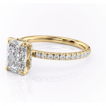 Inel de logodnă Briony din aur Galben 14kt cu moissanite tăietură radiantă – Montură pavé rafinată pentru profil înalt | Personalizează și configurează gratuit online [6]