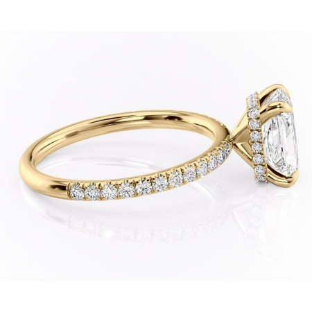 Inel de logodnă Briony din aur Galben 14kt cu moissanite tăietură radiantă – Montură pavé rafinată pentru profil înalt | Personalizează și configurează gratuit online [1]