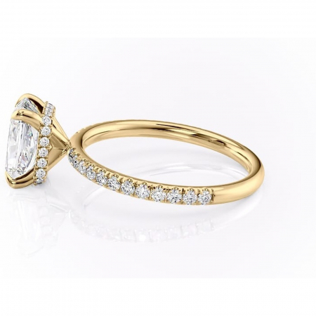 Inel de logodnă Briony din aur Galben 14kt cu moissanite tăietură radiantă – Montură pavé rafinată pentru profil înalt | Personalizează și configurează gratuit online [5]
