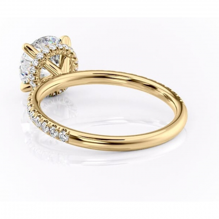Inel de logodnă Briony din aur Galben 14kt cu moissanite tăietură rotundă – Montură pavé rafinată pentru profil înalt | Personalizează și configurează gratuit online [3]