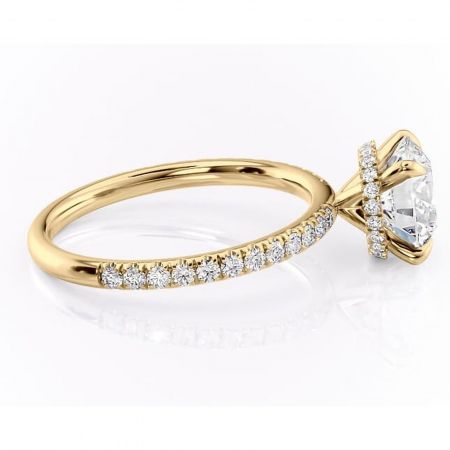 Inel de logodnă Briony din aur Galben 14kt cu moissanite tăietură rotundă – Montură pavé rafinată pentru profil înalt | Personalizează și configurează gratuit online [1]
