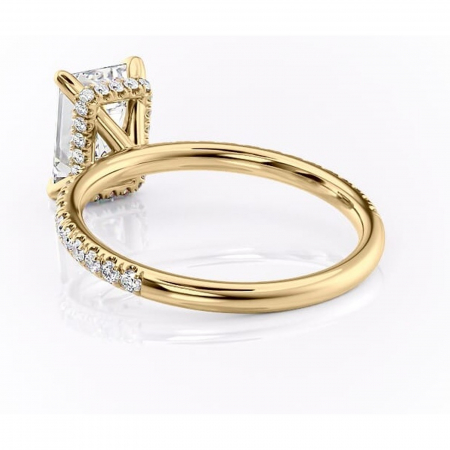 Inel de logodnă Briony din aur Galben 18kt cu moissanite tăietură smarald – Montură pavé rafinată pentru profil înalt | Personalizează și configurează gratuit online [3]