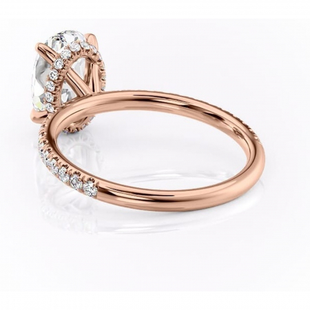 Inel de logodnă Briony din aur Rose 18kt cu moissanite tăietură ovală – Montură pavé rafinată pentru profil înalt | Personalizează și configurează gratuit online [3]