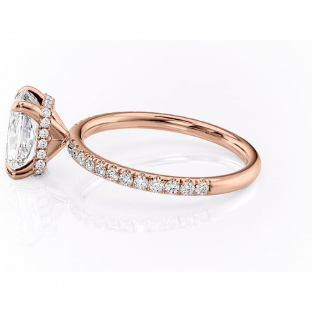 Inel de logodnă Briony din aur Rose 14kt cu moissanite tăietură radiantă – Montură pavé rafinată pentru profil înalt | Personalizează și configurează gratuit online [5]