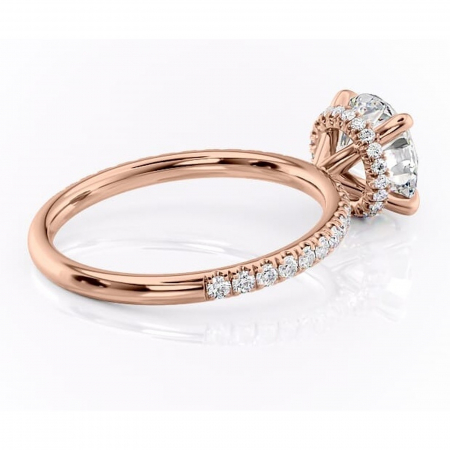 Inel de logodnă Briony din aur Rose 14kt cu moissanite tăietură rotundă – Montură pavé rafinată pentru profil înalt | Personalizează și configurează gratuit online [2]
