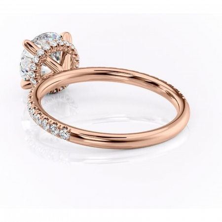 Inel de logodnă Briony din aur Rose 14kt cu moissanite tăietură rotundă – Montură pavé rafinată pentru profil înalt | Personalizează și configurează gratuit online [3]