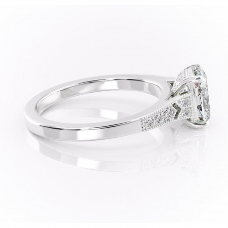 Inel de logodnă Caelia din aur Alb 14kt cu moissanite tăietură asscher – Pietre laterale rafinată pentru profil înalt | Personalizează și configurează gratuit online [1]