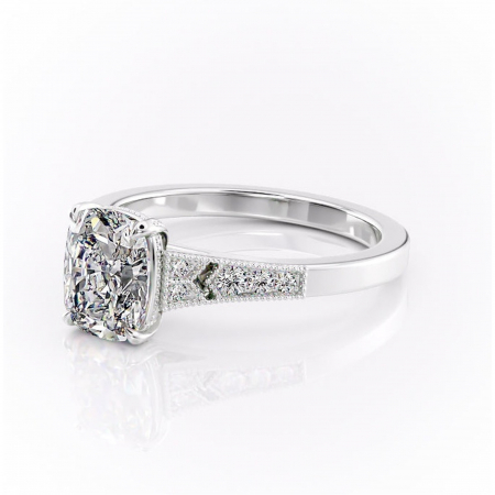 Inel de logodnă Caelia din aur Alb 14kt cu moissanite tăietură asscher – Pietre laterale rafinată pentru profil înalt | Personalizează și configurează gratuit online [6]