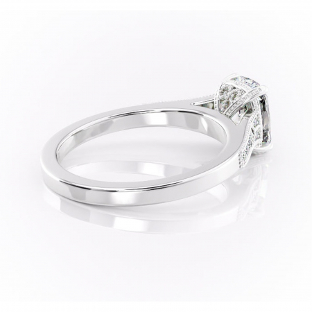 Inel de logodnă Caelia din aur Alb 14kt cu moissanite tăietură asscher – Pietre laterale rafinată pentru profil înalt | Personalizează și configurează gratuit online [2]