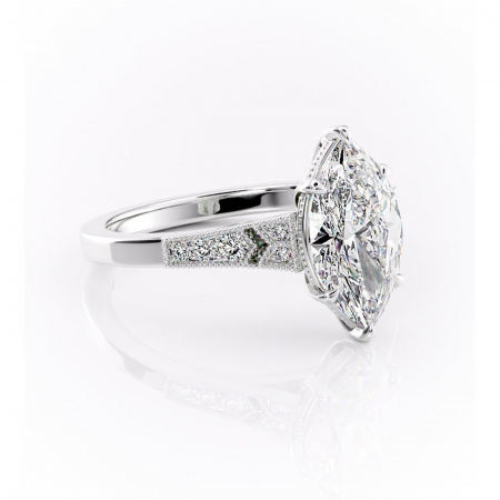 Marquise - Inel de logodnă Caelia din aur Alb 14kt cu moissanite tăietură marquise – Pietre laterale rafinată pentru profil înalt | Personalizează și configurează gratuit online
