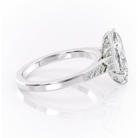 Inel de logodnă Caelia din aur Alb 14kt cu moissanite tăietură marquise – Pietre laterale rafinată pentru profil înalt | Personalizează și configurează gratuit online [1]
