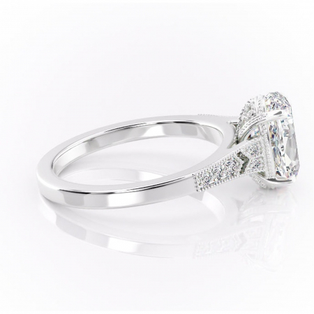 Inel de logodnă Caelia din aur Alb 14kt cu moissanite tăietură ovală – Pietre laterale rafinată pentru profil înalt | Personalizează și configurează gratuit online [1]