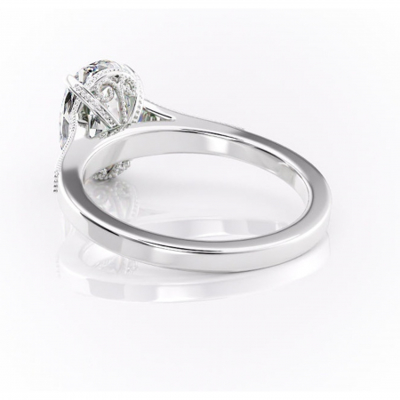 Inel de logodnă Caelia din aur Alb 14kt cu moissanite tăietură ovală – Pietre laterale rafinată pentru profil înalt | Personalizează și configurează gratuit online [3]