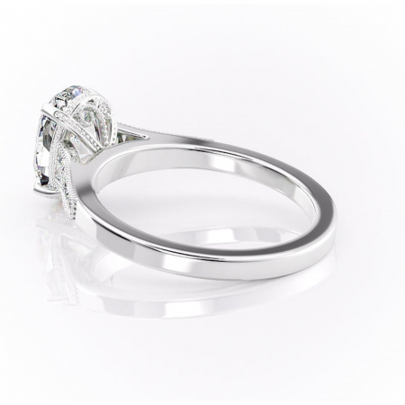 Inel de logodnă Caelia din aur Alb 14kt cu moissanite tăietură ovală – Pietre laterale rafinată pentru profil înalt | Personalizează și configurează gratuit online [4]