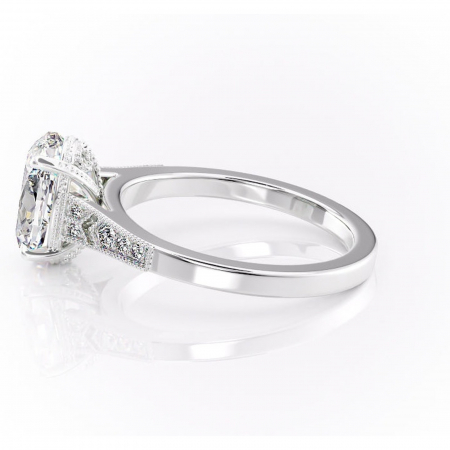 Inel de logodnă Caelia din aur Alb 14kt cu moissanite tăietură ovală – Pietre laterale rafinată pentru profil înalt | Personalizează și configurează gratuit online [5]