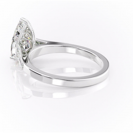 Inel de logodnă Caelia din aur Alb 14kt cu moissanite tăietură pară – Pietre laterale rafinată pentru profil înalt | Personalizează și configurează gratuit online [4]