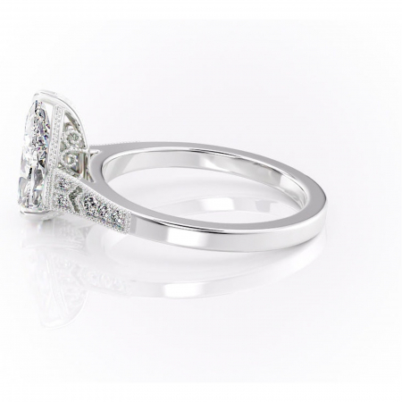 Inel de logodnă Caelia din aur Alb 14kt cu moissanite tăietură pară – Pietre laterale rafinată pentru profil înalt | Personalizează și configurează gratuit online [5]