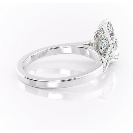 Inel de logodnă Caelia din aur Alb 14kt cu moissanite tăietură pară – Pietre laterale rafinată pentru profil înalt | Personalizează și configurează gratuit online [2]