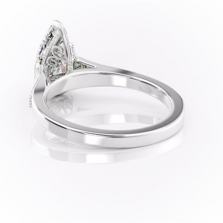 Inel de logodnă Caelia din aur Alb 14kt cu moissanite tăietură pară – Pietre laterale rafinată pentru profil înalt | Personalizează și configurează gratuit online [3]