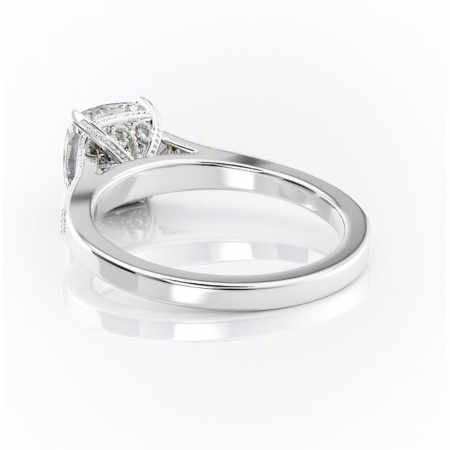 Inel de logodnă Caelia din aur Alb 14kt cu moissanite tăietură pernă – Pietre laterale rafinată pentru profil înalt | Personalizează și configurează gratuit online [3]