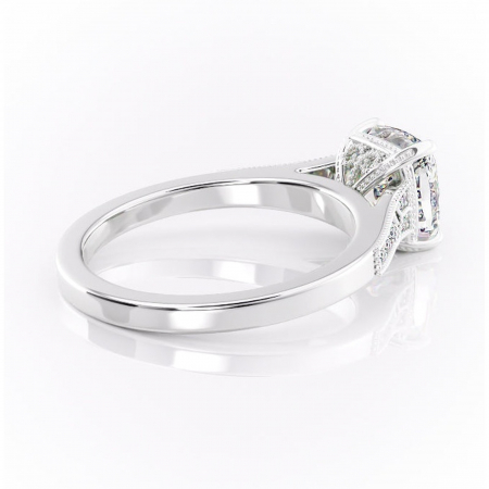 Inel de logodnă Caelia din aur Alb 14kt cu moissanite tăietură pernă – Pietre laterale rafinată pentru profil înalt | Personalizează și configurează gratuit online [2]