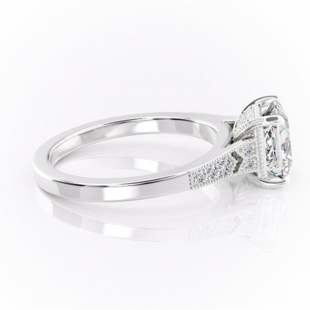 Inel de logodnă Caelia din aur Alb 14kt cu moissanite tăietură princess – Pietre laterale rafinată pentru profil înalt | Personalizează și configurează gratuit online [1]