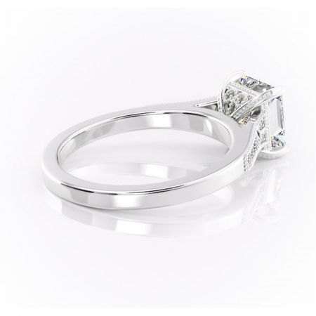 Inel de logodnă Caelia din aur Alb 14kt cu moissanite tăietură princess – Pietre laterale rafinată pentru profil înalt | Personalizează și configurează gratuit online [2]
