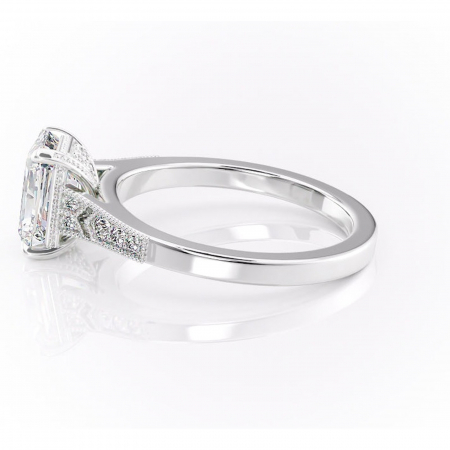 Inel de logodnă Caelia din aur Alb 14kt cu moissanite tăietură radiantă – Pietre laterale rafinată pentru profil înalt | Personalizează și configurează gratuit online [5]