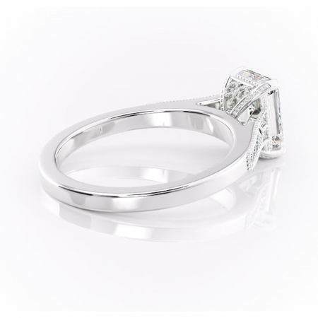 Inel de logodnă Caelia din aur Alb 14kt cu moissanite tăietură radiantă – Pietre laterale rafinată pentru profil înalt | Personalizează și configurează gratuit online [2]