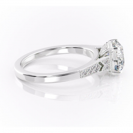 Inel de logodnă Caelia din aur Alb 14kt cu moissanite tăietură rotundă – Pietre laterale rafinată pentru profil înalt | Personalizează și configurează gratuit online [1]