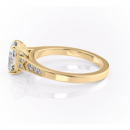 Inel de logodnă Caelia din aur Galben 14kt cu moissanite tăietură asscher – Pietre laterale rafinată pentru profil înalt | Personalizează și configurează gratuit online [5]