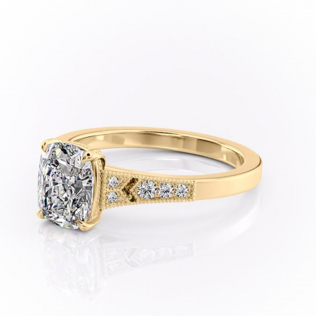 Inel de logodnă Caelia din aur Galben 14kt cu moissanite tăietură asscher – Pietre laterale rafinată pentru profil înalt | Personalizează și configurează gratuit online [6]