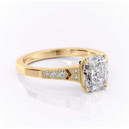 Aur galben - Inel de logodnă Caelia din aur Galben 14kt cu moissanite tăietură asscher – Pietre laterale rafinată pentru profil înalt | Personalizează și configurează gratuit online