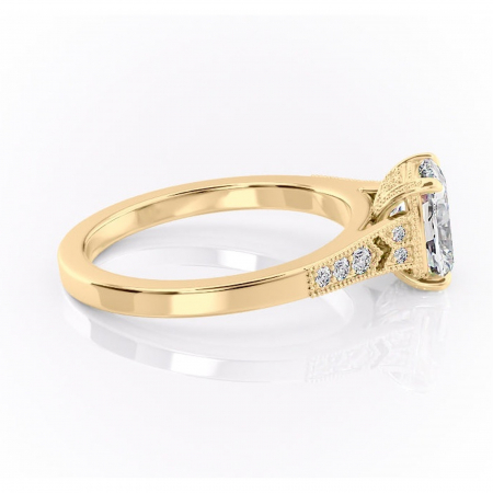 Inel de logodnă Caelia din aur Galben 14kt cu moissanite tăietură asscher – Pietre laterale rafinată pentru profil înalt | Personalizează și configurează gratuit online [1]