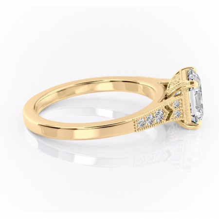 Inel de logodnă Caelia din aur Galben 18kt cu moissanite tăietură asscher – Pietre laterale rafinată pentru profil înalt | Personalizează și configurează gratuit online [1]