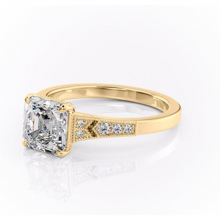 Inel de logodnă Caelia din aur Galben 18kt cu moissanite tăietură asscher – Pietre laterale rafinată pentru profil înalt | Personalizează și configurează gratuit online [6]