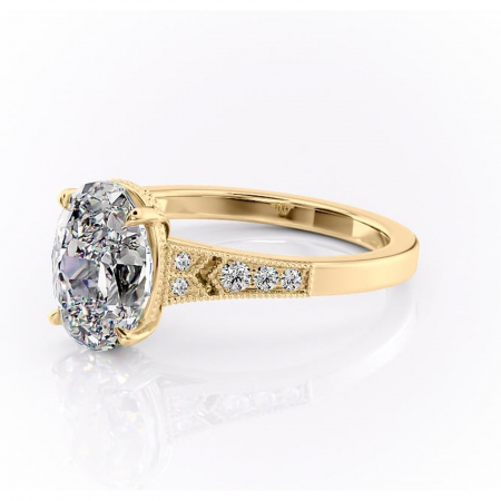 Inel de logodnă Caelia din aur Galben 18kt cu moissanite tăietură ovală – Pietre laterale rafinată pentru profil înalt | Personalizează și configurează gratuit online [6]