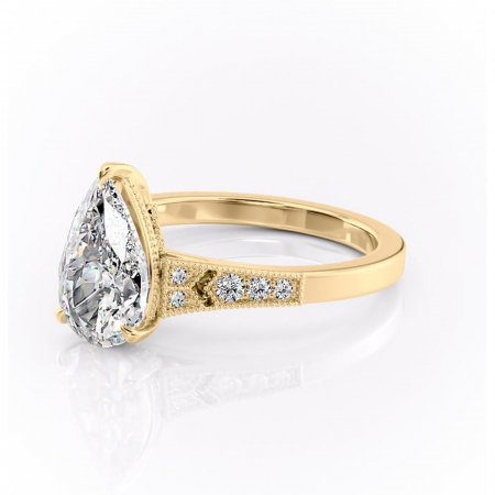 Inel de logodnă Caelia din aur Galben 14kt cu moissanite tăietură pară – Pietre laterale rafinată pentru profil înalt | Personalizează și configurează gratuit online [6]