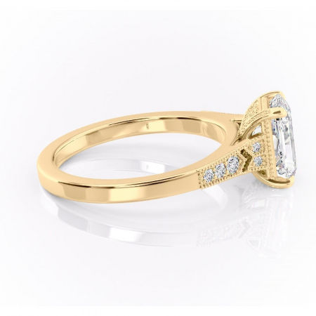 Inel de logodnă Caelia din aur Galben 18kt cu moissanite tăietură radiantă – Pietre laterale rafinată pentru profil înalt | Personalizează și configurează gratuit online [1]