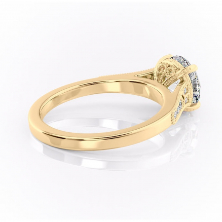 Inel de logodnă Caelia din aur Galben 14kt cu moissanite tăietură rotundă – Pietre laterale rafinată pentru profil înalt | Personalizează și configurează gratuit online [2]