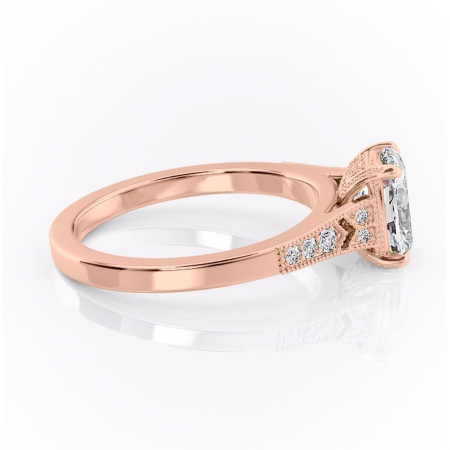 Inel de logodnă Caelia din aur Rose 14kt cu moissanite tăietură asscher – Pietre laterale rafinată pentru profil înalt | Personalizează și configurează gratuit online [1]