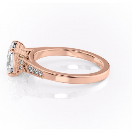 Inel de logodnă Caelia din aur Rose 14kt cu moissanite tăietură asscher – Pietre laterale rafinată pentru profil înalt | Personalizează și configurează gratuit online [5]