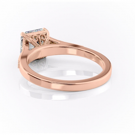 Inel de logodnă Caelia din aur Rose 14kt cu moissanite tăietură asscher – Pietre laterale rafinată pentru profil înalt | Personalizează și configurează gratuit online [3]