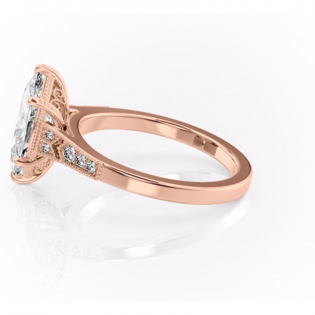 Inel de logodnă Caelia din aur Rose 14kt cu moissanite tăietură marquise – Pietre laterale rafinată pentru profil înalt | Personalizează și configurează gratuit online [5]