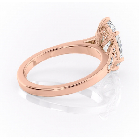 Inel de logodnă Caelia din aur Rose 14kt cu moissanite tăietură marquise – Pietre laterale rafinată pentru profil înalt | Personalizează și configurează gratuit online [2]