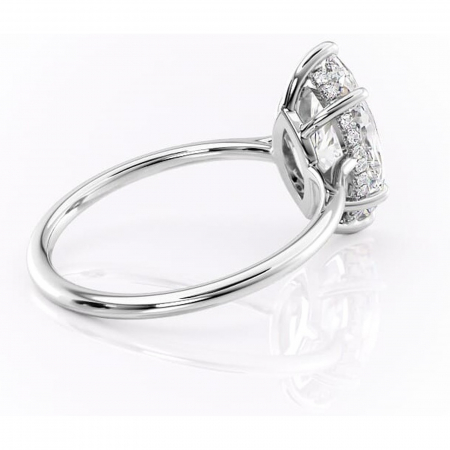 Inel de logodnă Camellia din aur Alb 14kt cu moissanite tăietură marquise – Solitar rafinată pentru profil jos | Personalizează și configurează gratuit online [2]
