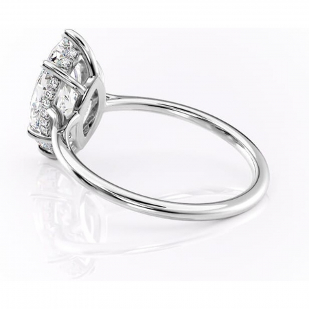 Inel de logodnă Camellia din aur Alb 14kt cu moissanite tăietură marquise – Solitar rafinată pentru profil jos | Personalizează și configurează gratuit online [4]