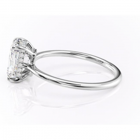 Inel de logodnă Camellia din aur Alb 14kt cu moissanite tăietură radiantă – Solitar rafinată pentru profil jos | Personalizează și configurează gratuit online [5]